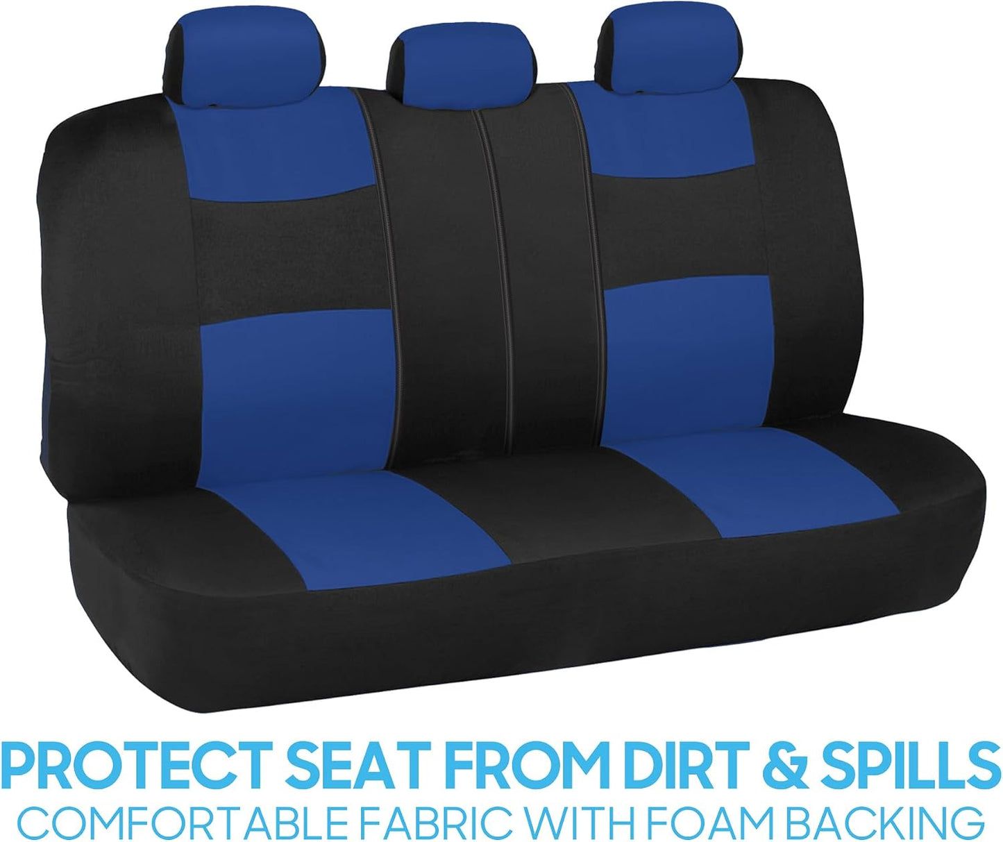 BDK PolyPro Car Seat Covers Full Set in Charcoal on Black – Front and Rear Split Bench for Cars, Easy to Install Cover Set, Accessories Auto Trucks Van SUV