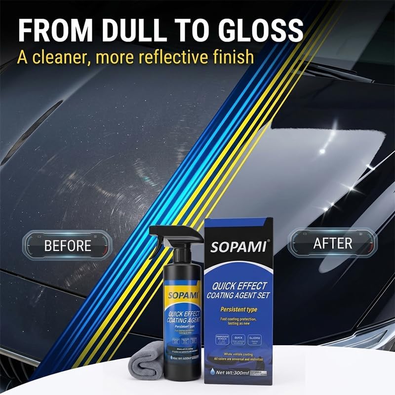 Sopami Ceramic Paint Sealant, Ceramic Coating Maximum Gloss & Shine ceramic wax, car coating spray Extremely Hydrophobic Ceramic Spray Coating for Cars, RVs, Motorcycles, Boats, and ATVs