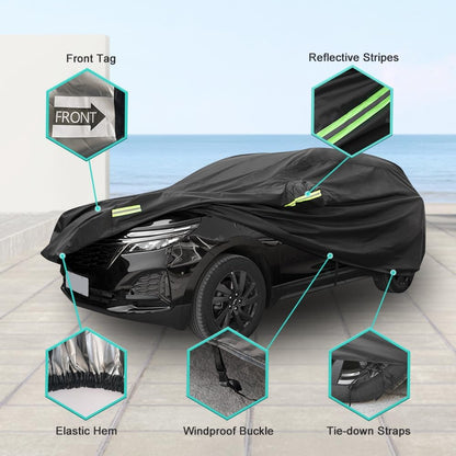 Car Cover Waterproof All Weather for Automobiles, Outdoor Full Exterior Covers for Sedan Black(Suggest Car Length from 194"-208")