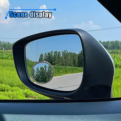 4PCS Car Blind Spot Mirror, 360° Wide Angle Convex Mirrors with Adjustable Frame, 2" Round Rear View Mirror, Adhesive HD Glass Side Mirror for Most Cars Trucks SUVs (Black)