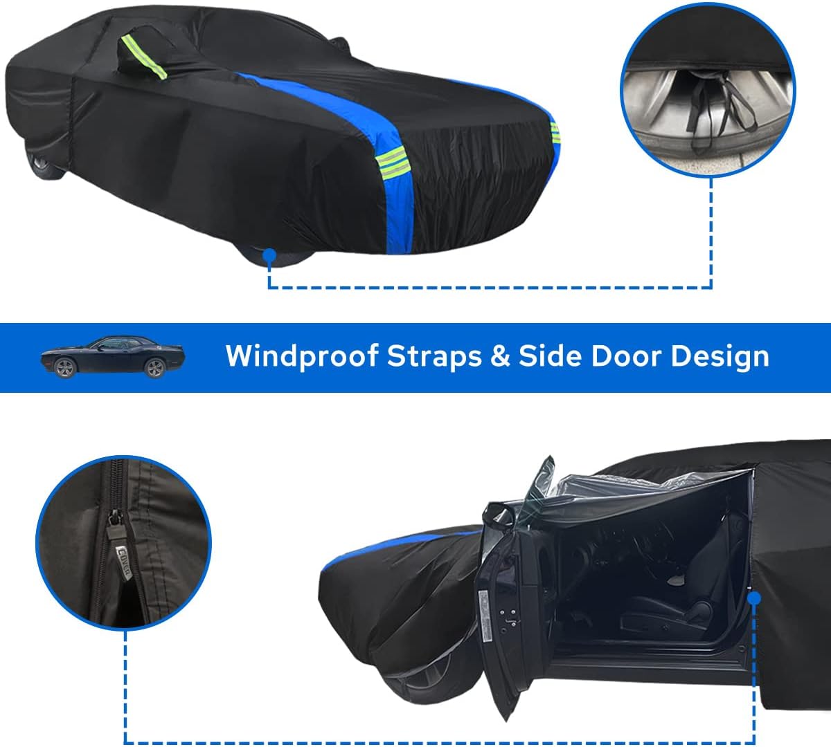 Avecrew Car Cover Waterproof All Weather for Automobiles, Outdoor Heavy Duty Full Exterior Covers for Sedan(194"-208")