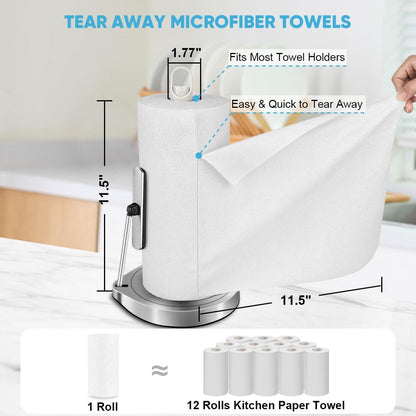 AIDEA Microfiber Cleaning Cloth Roll, Grey 75PK, Reusable Paper Towels Tear Away Cloth, Microfiber Towels for Cars, Wash Cloths, Lint Free Rags for House, Kitchen,Window,Cleaning Supplies 11.5"×11.5"