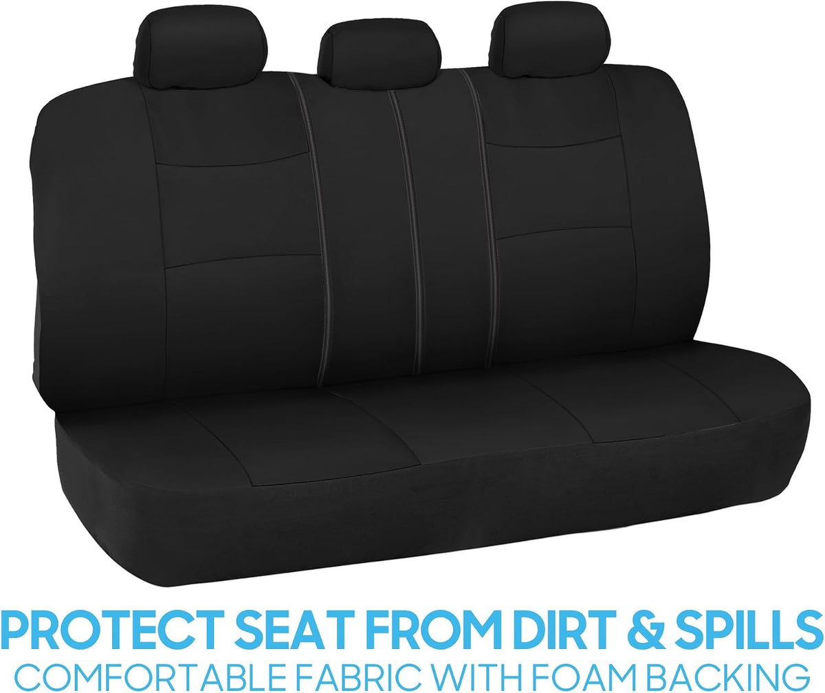 BDK PolyPro Car Seat Covers Full Set in Charcoal on Black – Front and Rear Split Bench for Cars, Easy to Install Cover Set, Accessories Auto Trucks Van SUV
