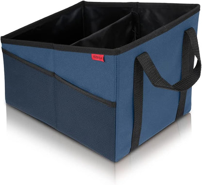 YOOFAN Car Seat Organizer - Passenger Seat Organizer, Collapsible Small Car Seat Storage Organizer for Console Front/Back, Automotive Backseat Organizer with Belt 4 Cup Holders for Kids Accessories