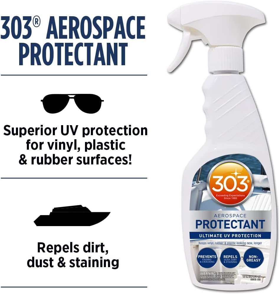 303 Products Marine Aerospace Protectant Spray, UV Protection for Boat Vinyl & Surfaces – Repels Dust, Dirt & Staining, Matte Finish, Restores Like-New Appearance, 32 oz