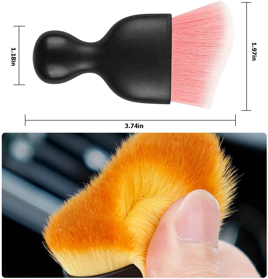 Blilo Car Interior Detailing Brush, Auto Soft Hair Cleaning Brushes, Curved Dirt Dust Collectors, Removal Tool for Dashboard Air Conditioner Vents Leather, Scratch Free (Black/1PCS)
