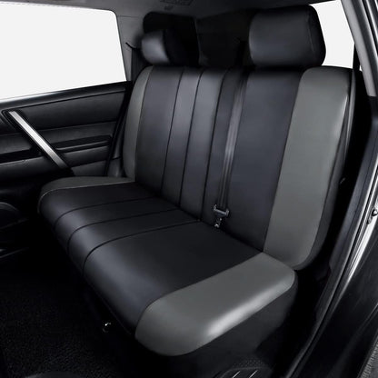 Flying Banner Carbon Fiber Leather Vehicle Seat Covers, Leopard Gray Black, Universal Fit - 8PCS