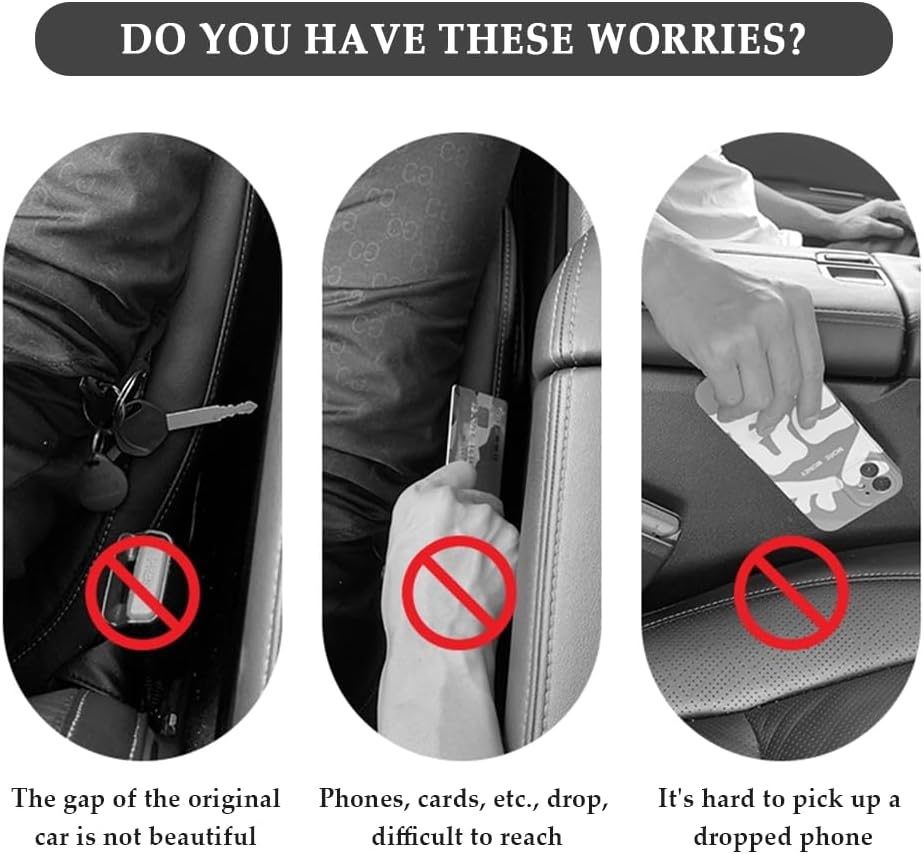IHOTDER 2PCS Car Seat Gap Filler - Car Seat Gap Filler Organizer for Holding Phone,Key,Purse - Universal Car Gap Filler Fits Car Truck SUV Car Interior Accessories (Black/2PCS)…