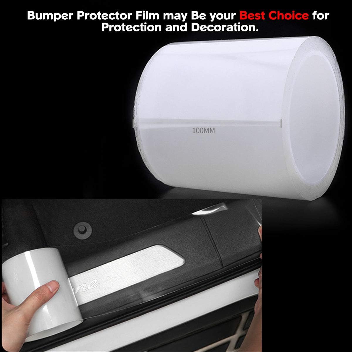 MYFAMIREA Anti-Scratch Anti-Collision Adhesive Strip Car Door Edge Guard Protector Strip Car Door Scuff Plate Protectors Transparent Invisible Tape for Rear Bumper/Door(33Ft x 2In)