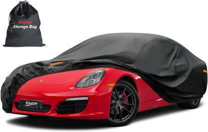 Kayme Sedan Car Cover Waterproof All Weather for Automobiles - See Vehicle Size Chart for Accurate Fit - Outdoor Full Exterior Cover Sun Rain Snow UV Protection with Zipper. Size A4 (See Size Chart)