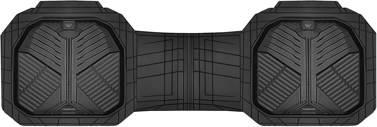 CAR PASS Heavy Duty Rubber Car Mats with Cargo Liner, Deep-Dish Car Floor Mats and Trunk Mat All Weather, Universal Trim-to-Fit for SUVs Trucks Sedans, Waterproof Anti-Slip, Trimmable V12 Black