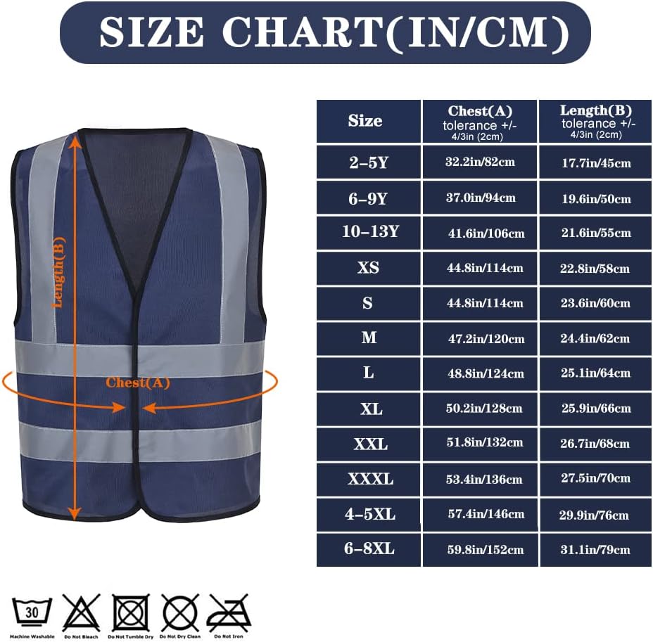 AYKRM 12 colour High visibility viz vest hi vis viz reflective work construction safety vest (XS-8XL) - Colors B