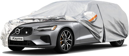 Kayme Sedan Car Cover Waterproof All Weather for Automobiles - See Vehicle Size Chart for Accurate Fit - Outdoor Full Exterior Cover Sun Rain Snow UV Protection with Zipper. Size A4 (See Size Chart)