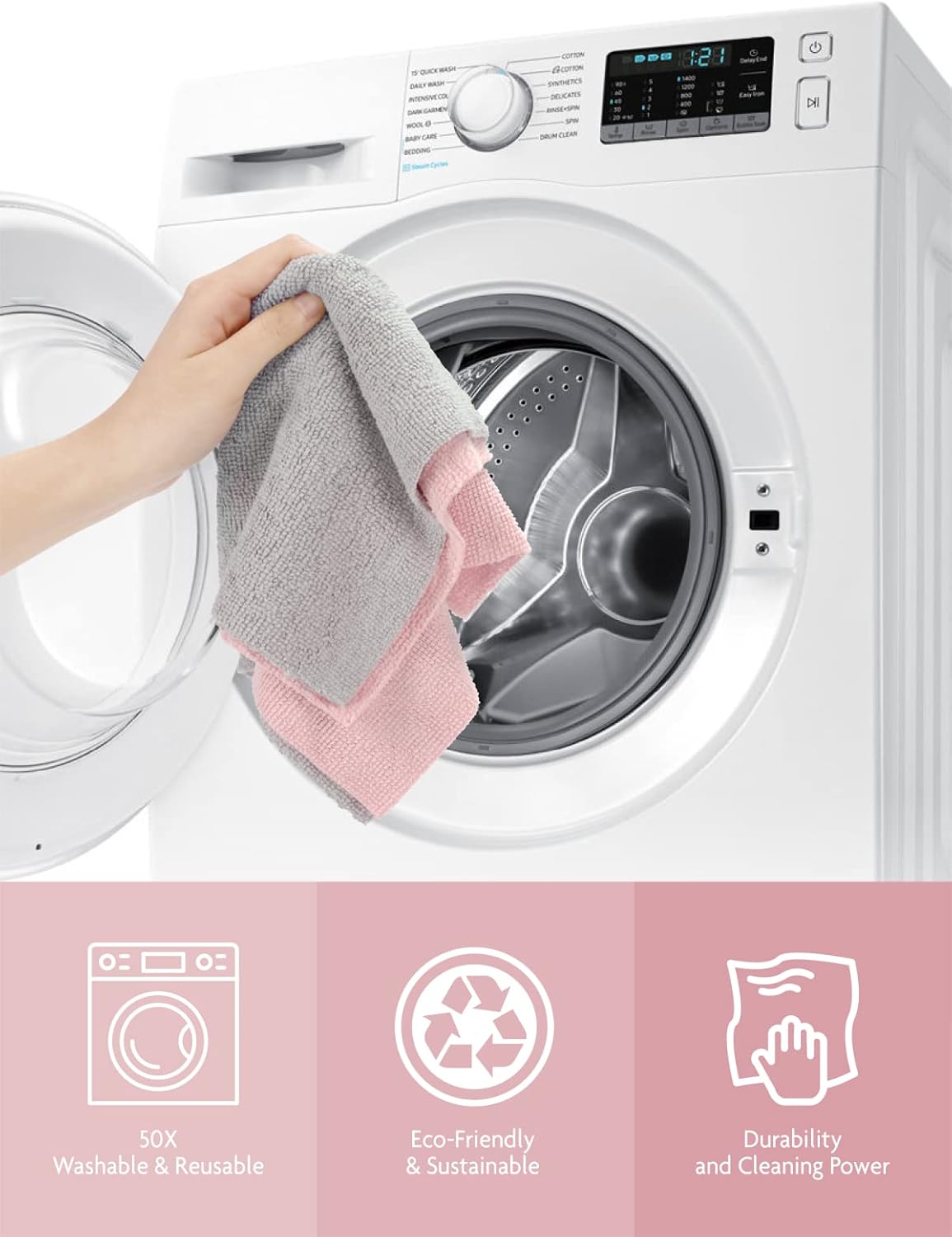 Fantasticlean Microfiber Cleaning Cloth Roll -75 Pack, Tear Away Microfiber Towels, 12" x 12", Reusable, Washable, Scratch Free, Ultra Absorbent for All-Around Cleaning Supplies (DimGray)