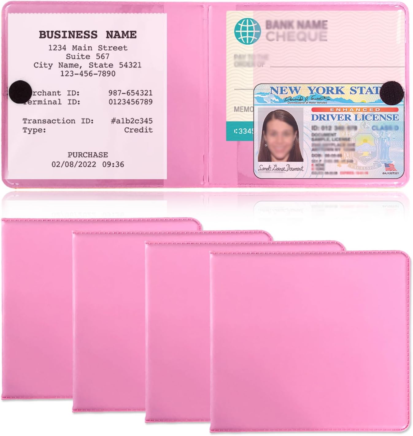 Kewucn 1 PC Car Registration Insurance Holder, Essential Auto Card Glove Box Organizer, Vehicle Interior Accessories Perfect for Most Car, Truck, SUV (10.55''×4.8'', Pink)