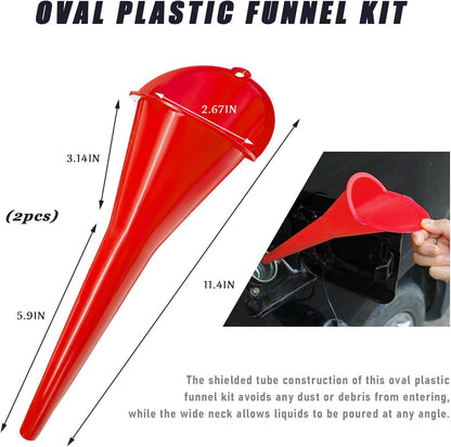 DXNQ Oil Funnel, Automotive Multi-Function Plastic Fuel Funnel with Long Neck, Universal Engine Oil Funnel for Filling Oils Gas Lubricants and Fluids, Car Accessories (Black)