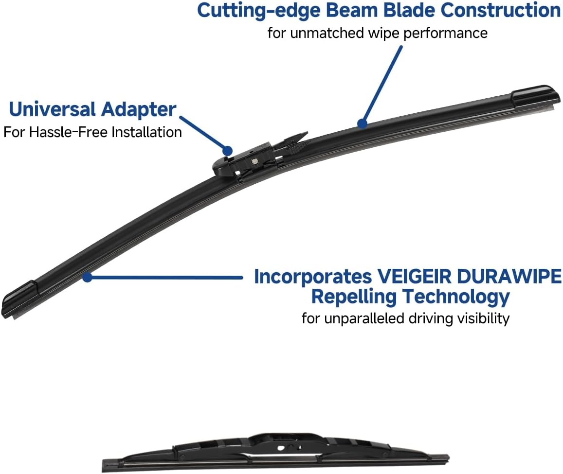 3 Pack Windshield Wiper Blades Compatible with Mazda CX-5 2017-2025 and CX-9 2016-2023, Front and Rear, 24" 18" 14" - Colors A