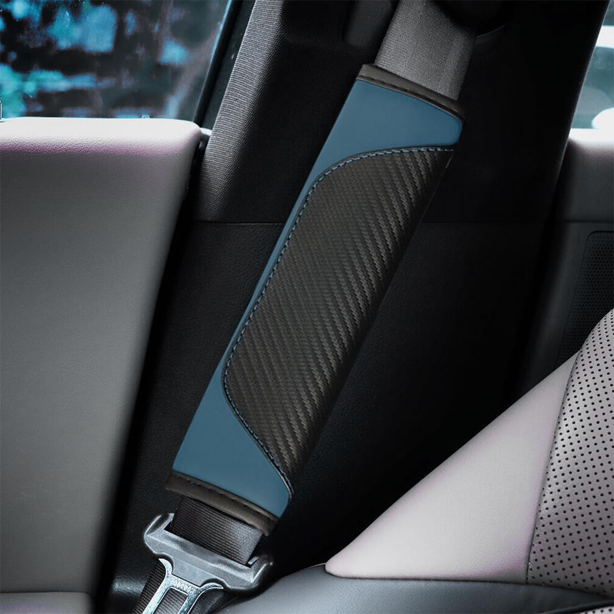 Osilly 2PCS Car Seat Belt Cover, Carbon Fiber Seatbelt Shoulder Protection, Soft Car Seat Belt Strap Cushion Protect Your Neck and Shoulder, Car Accessories Seat Belt Pad for Car Truck (Red)
