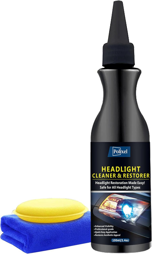 Headlight Cleaner & Restoration Kit Instantly Restores Yellowed, Foggy & Oxidized Headlights to Crystal Clear UV Protection Car Headlamp Cleaner Safe for Cars, Trucks, SUVs & Motorcycles