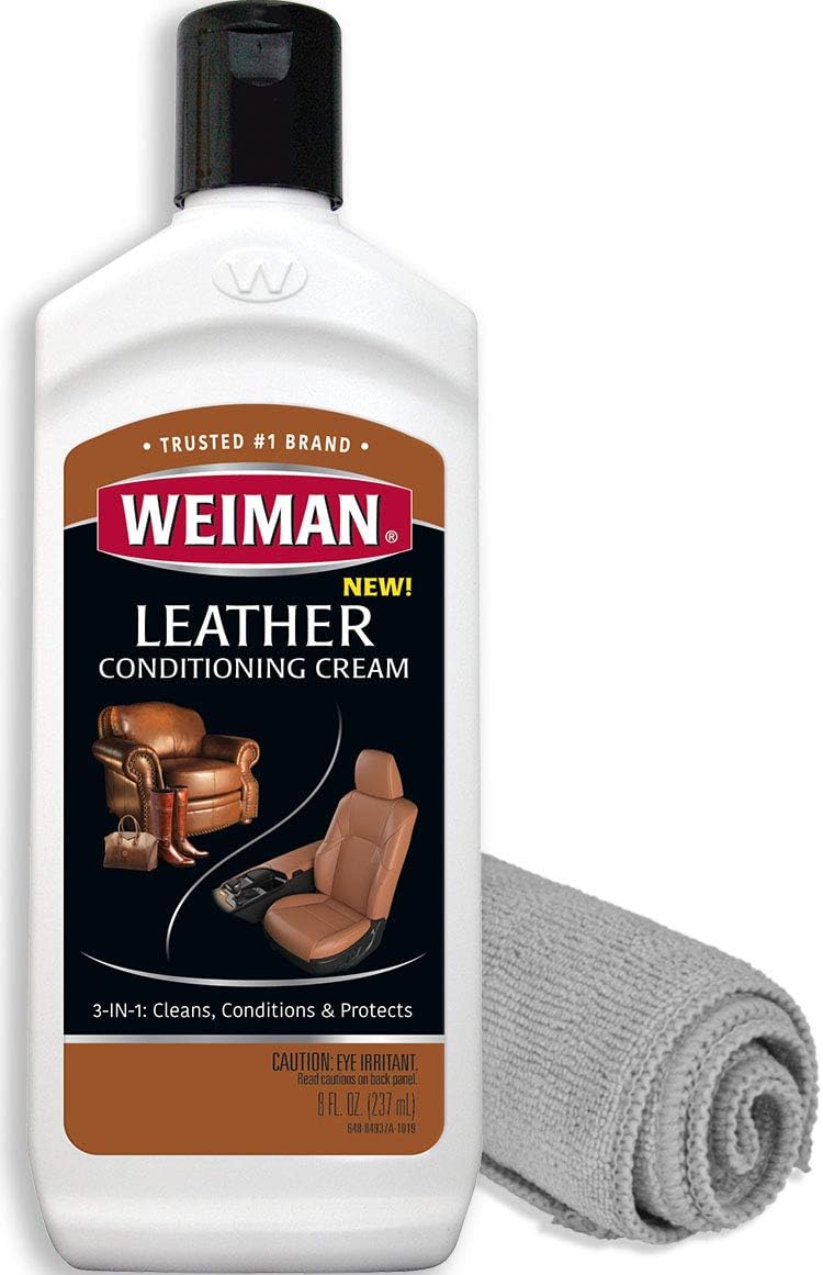 Weiman 3 in 1 Deep Leather Cleaner & Conditioner Cream - Restores Leather Surfaces - Use on Leather Furniture, Car Seats, Shoes, Bags, Jackets, Saddles