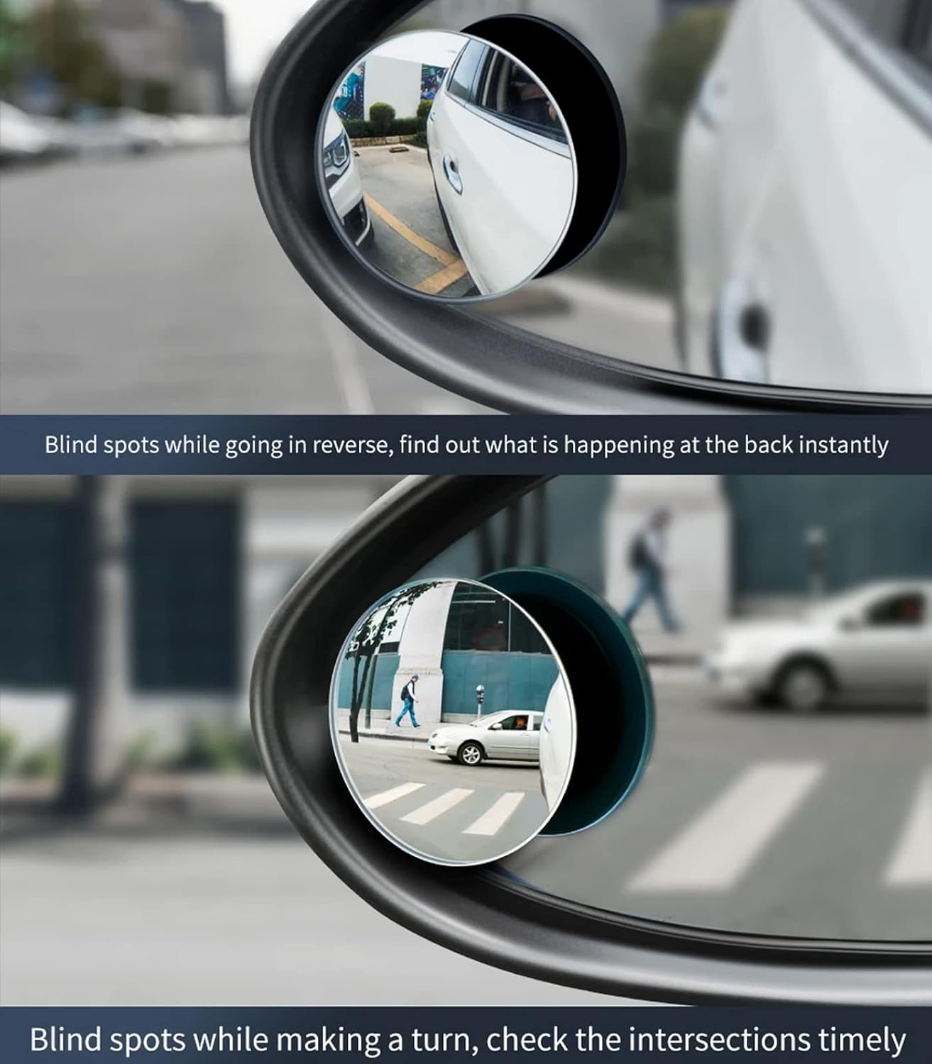 Upgrade HD Glass Wide Angle Blind Spot Mirror, Frameless 360 Adjustable Convex Rear View Mirror for Cars, Trucks and SUV - Big Fan Shaped 2pcs
