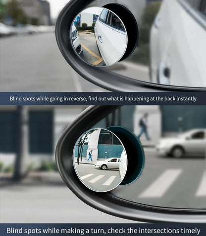 Upgrade HD Glass Wide Angle Blind Spot Mirror, Frameless 360 Adjustable Convex Rear View Mirror for Cars, Trucks and SUV - Big Fan Shaped 2pcs