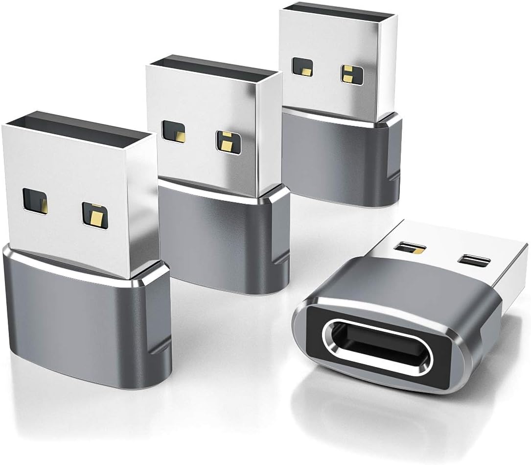 Elebase USB to USB C Adapter for iPhone 17 4Pack,USBC Female to A Male Car Charger Adapter,Type C Converter Apple 17e 16 Pro Max 15 14 Plus,iWatch Watch 11 10 Ultra 3,iPad Air,Samsung Galaxy S26