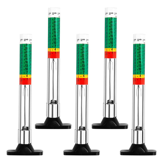 5 Pcs Tire Tread Depth Gauge in 1/32 Inch - Color Code Accurate Tread Depth Checker Measuring Tool with Pocket Clip for Car Trucks SUV Motorcycle Bike