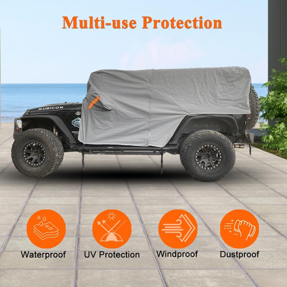 Car Cover Waterproof All Weather for Automobiles, Outdoor Full Exterior Covers for Sedan Black(Suggest Car Length from 194"-208")