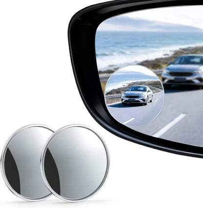 LivTee 2PCS Round Blind Spot Mirror, HD Glass and ABS Housing Convex Wide Angle Rearview Mirror with Adjustable Stick for Universal Car, Black