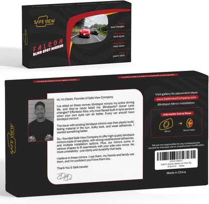 Superfan Blind Spot Mirrors for Cars by Safe View Company – Real Convex Glass for Clear Wide Angle Vision – Safer Lane Changes, Easy Stick-On, Weatherproof & Long Lasting Durability