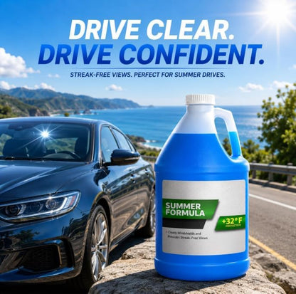 Summer Windshield Washer Fluid, Standard Automotive Glass Washer Solution for Car Windshield Reservoir, 1 Gallon, 1 Pack