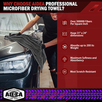 AIDEA Microfiber Cleaning Cloth 24 Pack, Microfiber Towels for Cars, Soft & Absorbent Cleaning Rags, Premium Lint Free Shop Towels for House, Kitchen, Car, 12inx16in