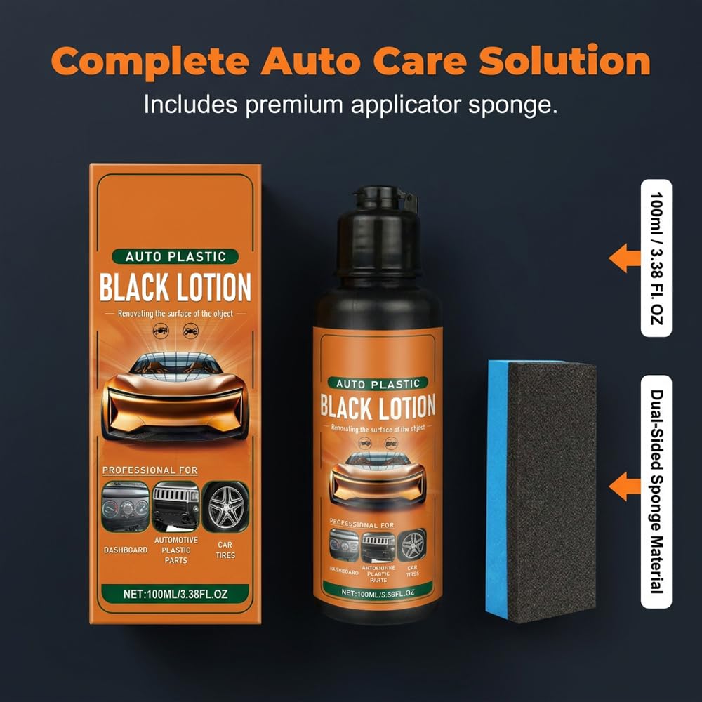 Car Plastic Restorer Ceramic Coating, Highly Concentrated Back to Black Trim Restorer, UV Protection Faded Plastic Vinyl Rubber Restorer Agent for Automotive Exterior Interior Restoration (1set)