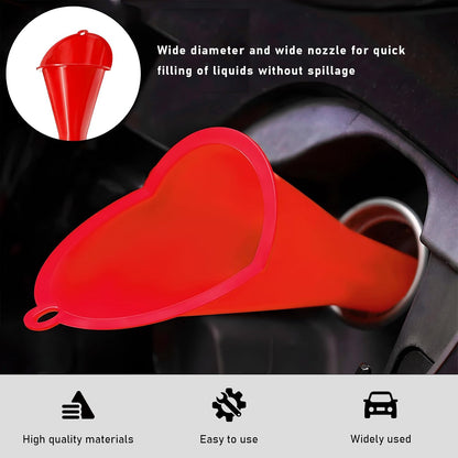 DXNQ Oil Funnel, Automotive Multi-Function Plastic Fuel Funnel with Long Neck, Universal Engine Oil Funnel for Filling Oils Gas Lubricants and Fluids, Car Accessories (Black)