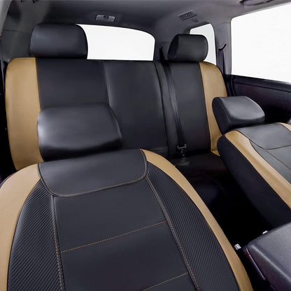 Flying Banner Carbon Fiber Leather Vehicle Seat Covers, Leopard Gray Black, Universal Fit - 8PCS