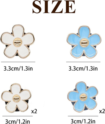 ORIESSE 6pcs Flowers Car Air Freshener Vent Clips Purple White Daisy Air Vent Clip Car Accessories for Women 3.3cm/3cm Flower Vehicle Interior Decor Refillable Diffuser