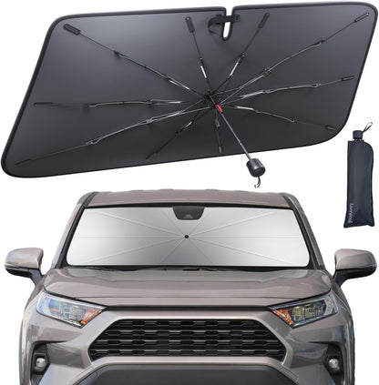 Lamicall Car Windshield Sunshade Umbrella - Foldable Car Windshield Sun Shade Cover, 5 Layers UV Block Coating, 52"x31" Front Window Heat Insulation Protection, for Auto Sedan, SUV Windshield
