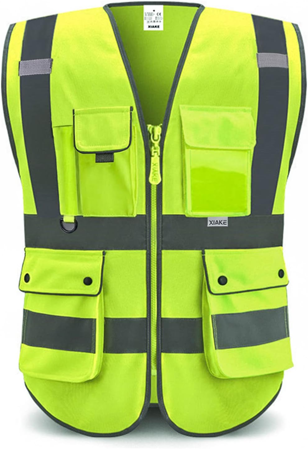 XIAKE Reflective Safety Vest for Men & Women High Visibility Class 2 Vest with Pockets Meets ANSI Standards