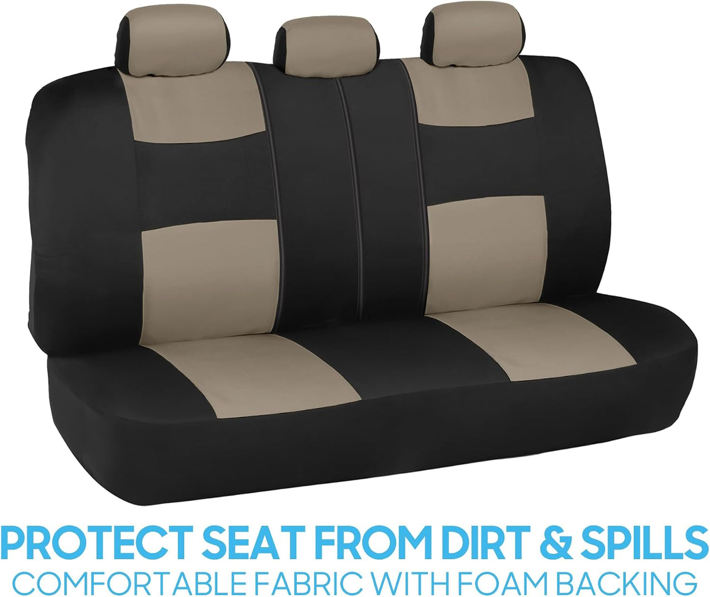 BDK PolyPro Car Seat Covers Full Set in Charcoal on Black – Front and Rear Split Bench for Cars, Easy to Install Cover Set, Accessories Auto Trucks Van SUV