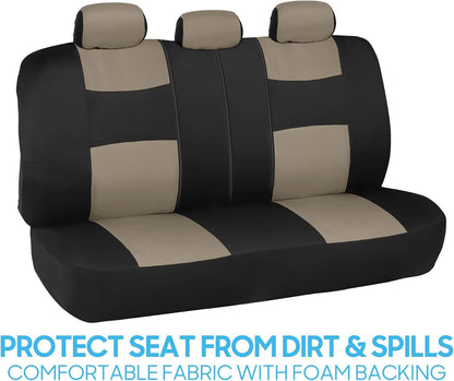 BDK PolyPro Car Seat Covers Full Set in Charcoal on Black – Front and Rear Split Bench for Cars, Easy to Install Cover Set, Accessories Auto Trucks Van SUV