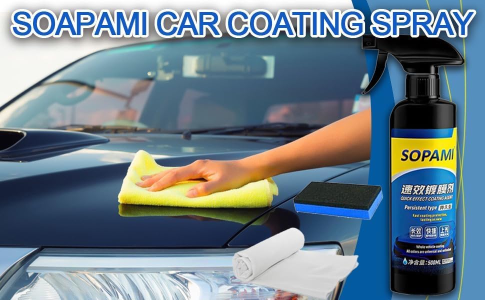 Sopami Ceramic Paint Sealant, Car Coating Spray Maximum Gloss & Shine ceramic wax, Quick Effect Coating Agent Car Extremely ydrophobic Ceramic Spray Coating for Cars, Motorcycles, Boats