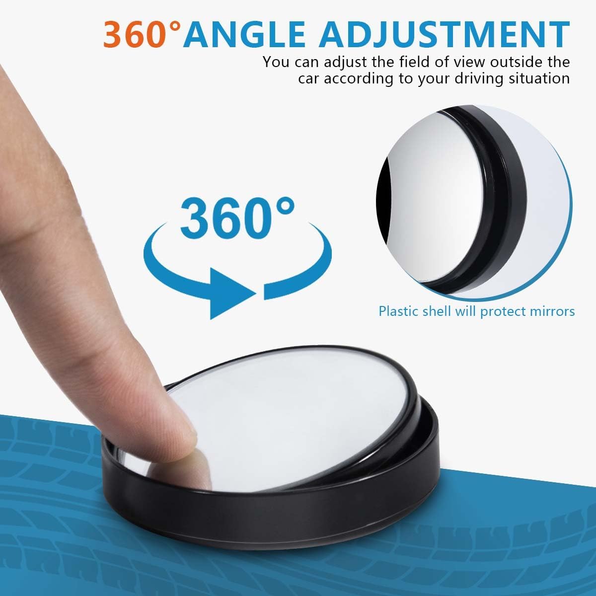 OBTANIM 4 Pack Blind Spot Mirror 2 Inch Angle Adjustable HD Glass Round Car Side Rear View Convex Mirror Accessories with Frame for Car SUV Trucks Motorcycles