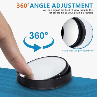 OBTANIM 4 Pack Blind Spot Mirror 2 Inch Angle Adjustable HD Glass Round Car Side Rear View Convex Mirror Accessories with Frame for Car SUV Trucks Motorcycles