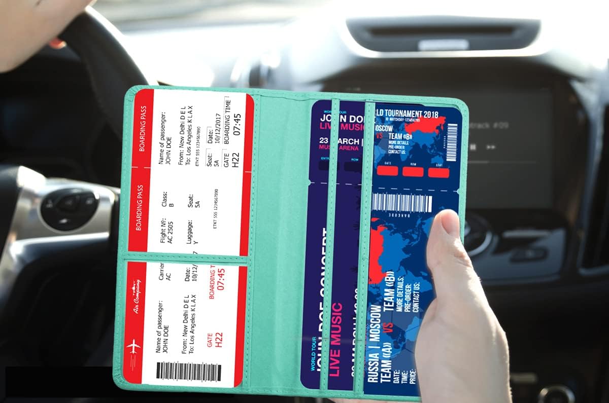 Car Registration and Insurance Card Holder - Leather Vehicle Glove Box Automobile Documents Paperwork Wallet Case Organizer for ID, Driver's License, Key, Cards - Car Accessories for Women&Men