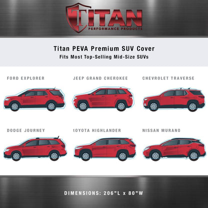 Titan Premium Multi-Layer PEVA Car Cover for Compact SUV 170-187". Waterproof, UV Protection, Anti-Scratch Protective Lining, Driver-Side Zippered Opening. Fits Rav4, Rogue, CR-V and More.