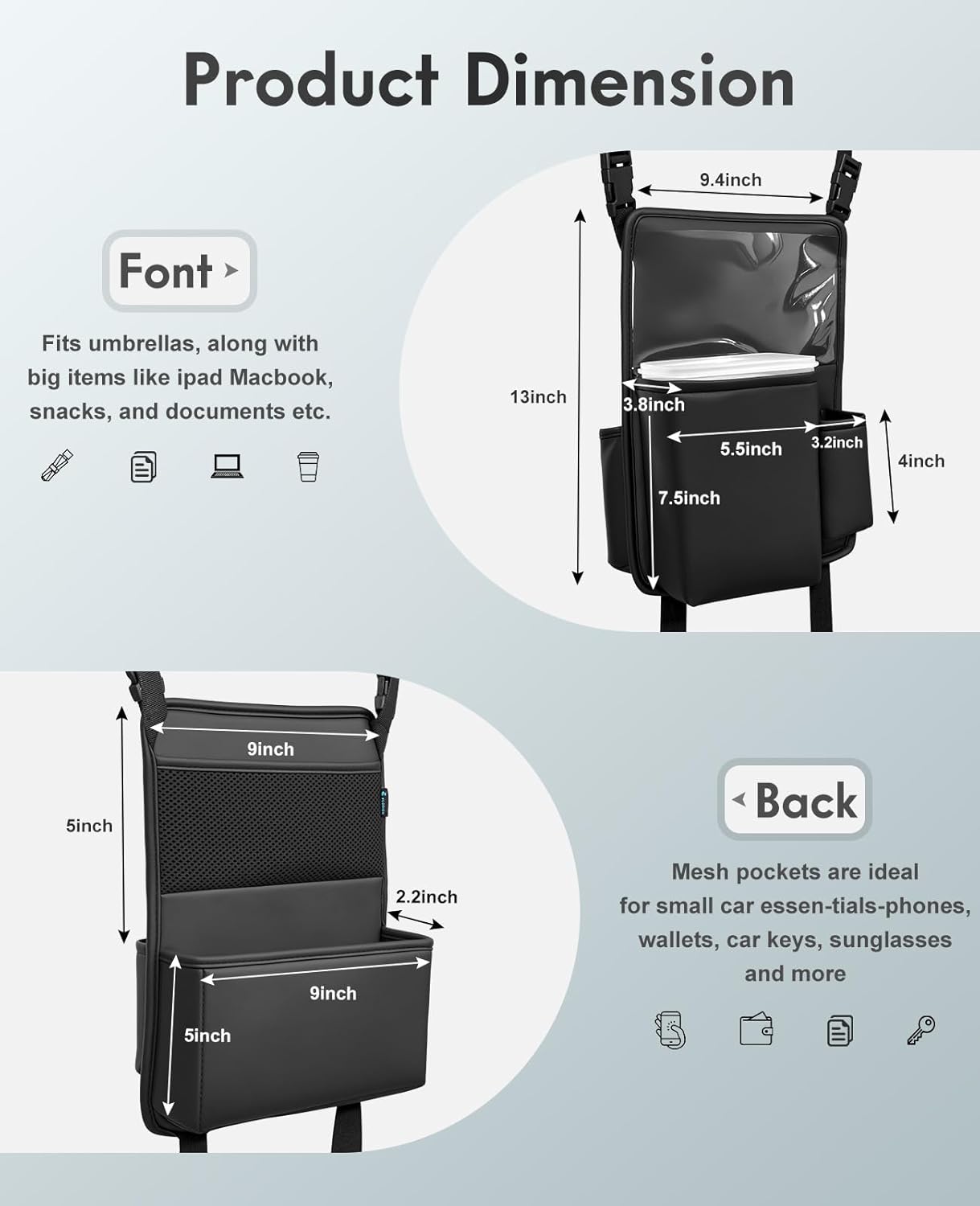 FLORICH Car Seat Gap Filler, Pro-Seats Gap Filler Organizer and Storages 2-in-1, Premium Leather Center Console Organizer, Car Organizer Front Seat Universal Fit for Car SUV Truck