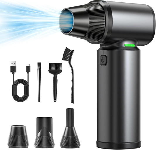 Compressed Air Duster - 180000RPM Super Power Electric Air Duster, 3-Speed Adjustable Rechargeable Cordless Air Blower with LED Light, Dust Blower for Computer, Keyboard, Outdoor, Car and House