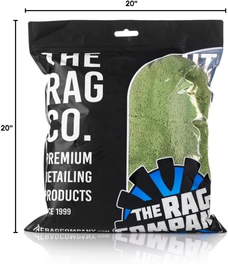 The Rag Company, The Liquid8r, Absorbent 70/30 Blend Microfiber Drying Towel for Cars, Trucks, and SUVs, Safe for Detailing, Scratch-Free, Twist Loop, 1100 GSM, 20x24 Inches, Aqua Blue/Grey