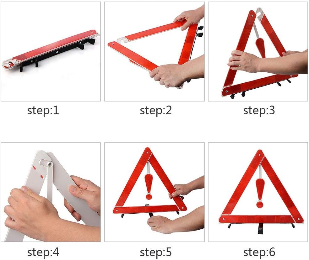 Triangle Reflector,Universal Foldable Emergency Car Truck Van Warning Triangle Signs Road Safety Reflective Exclamation Point Sign Triangle Warning Kit Tool with Carrying Case (1 Pack)